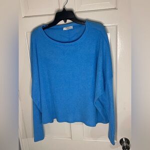 Zenana Outfitters Bright Blue Ribbed Scoop Neck Sweater